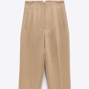 ZARA high waisted tan trousers | size small